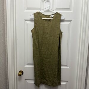 J Jill linens Sleeveless Olive Green Dress